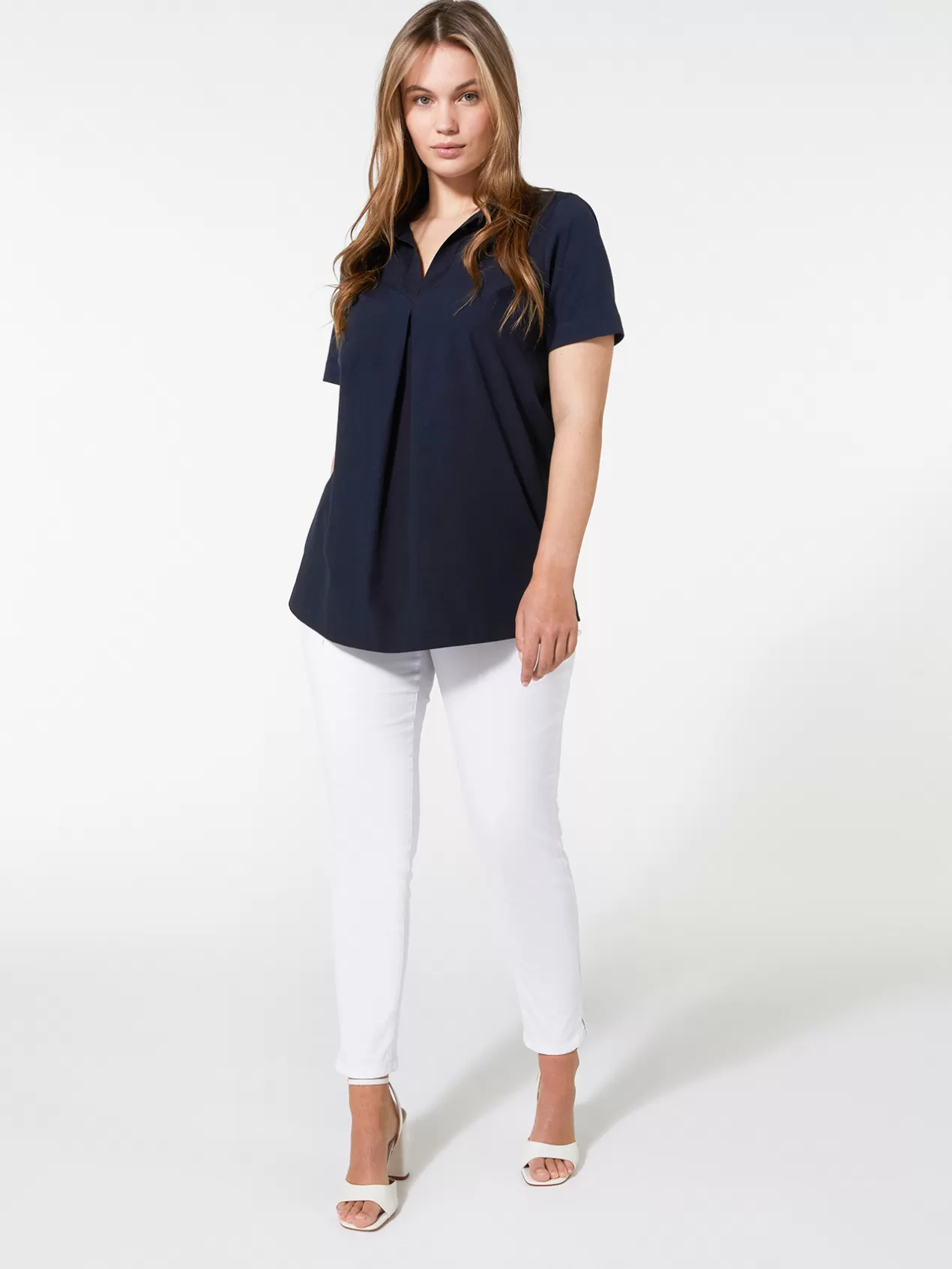 Best Sale Elena Mirò T-Shirt En Jersey Et Popeline Bleu