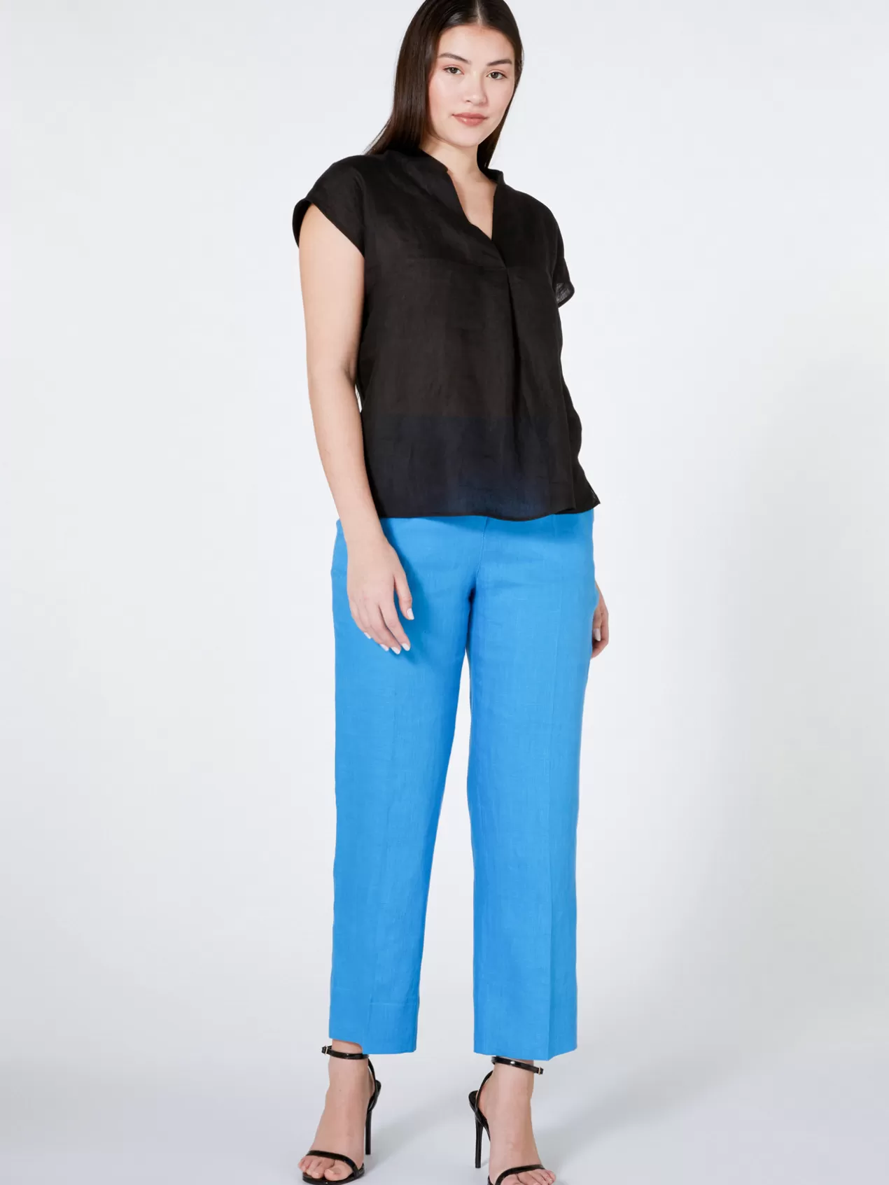 Shop Elena Mirò T-Shirt En Lin Et Coton Noir