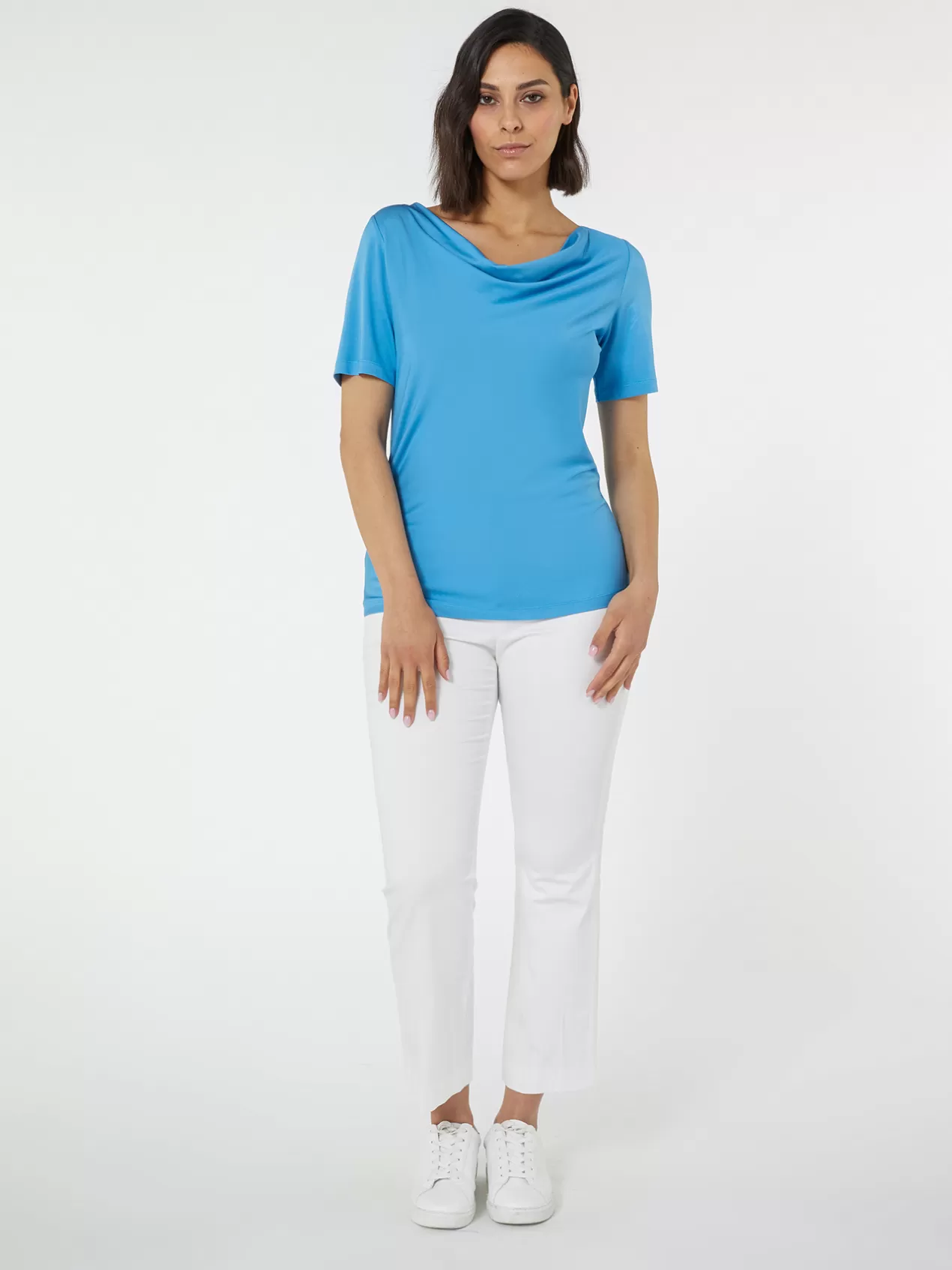 Cheap Elena Mirò T-Shirt En Viscose Avec Drape Light - Blue