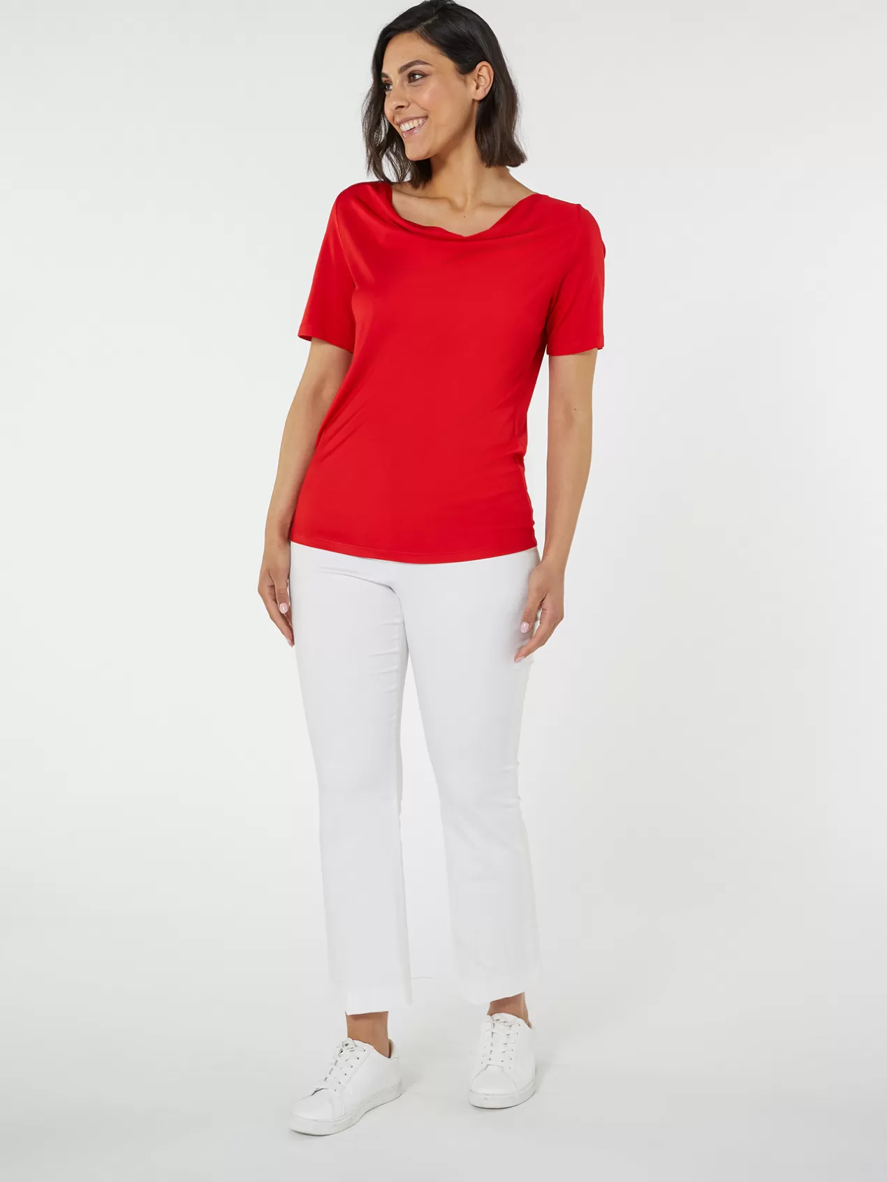 Cheap Elena Mirò T-Shirt En Viscose Avec Drape Rouge
