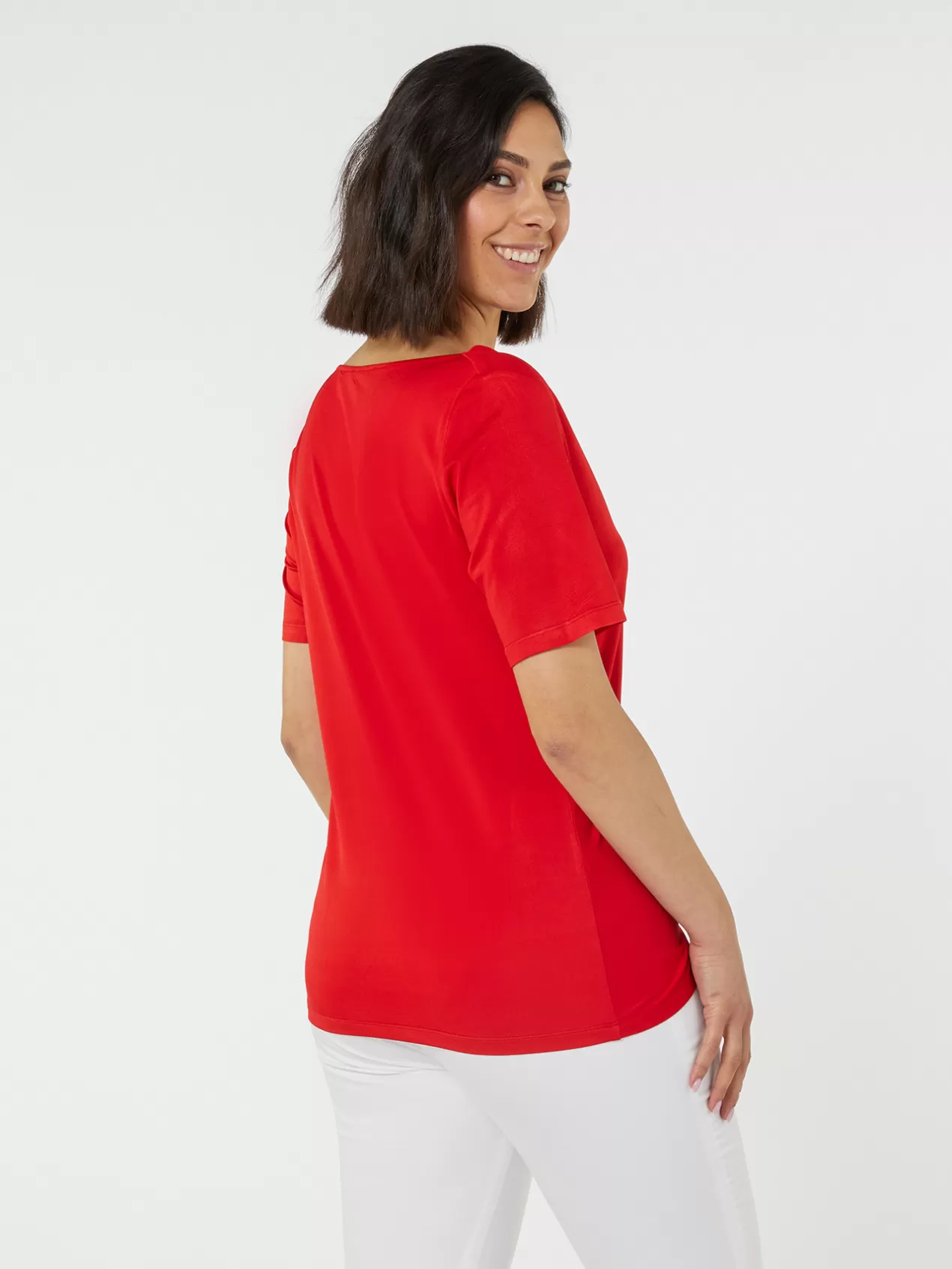 Cheap Elena Mirò T-Shirt En Viscose Avec Drape Rouge