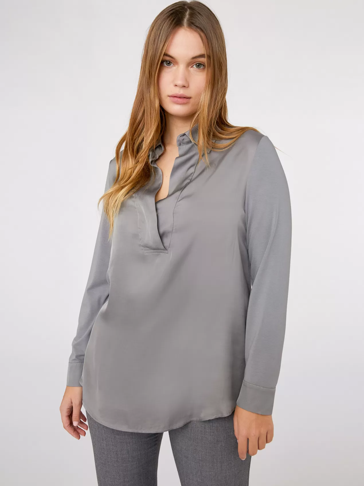 Cheap Elena Mirò T-Shirt Polo Bi-Matiere Gris