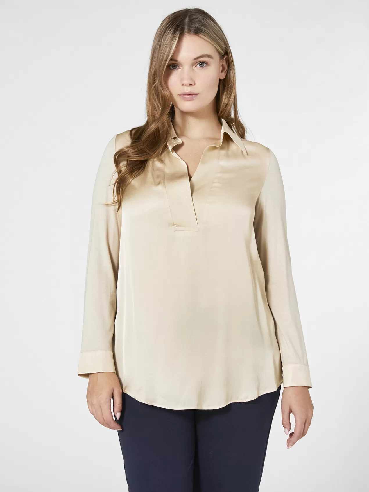 Shop Elena Mirò T-Shirt Polo Bi-Matiere Beige