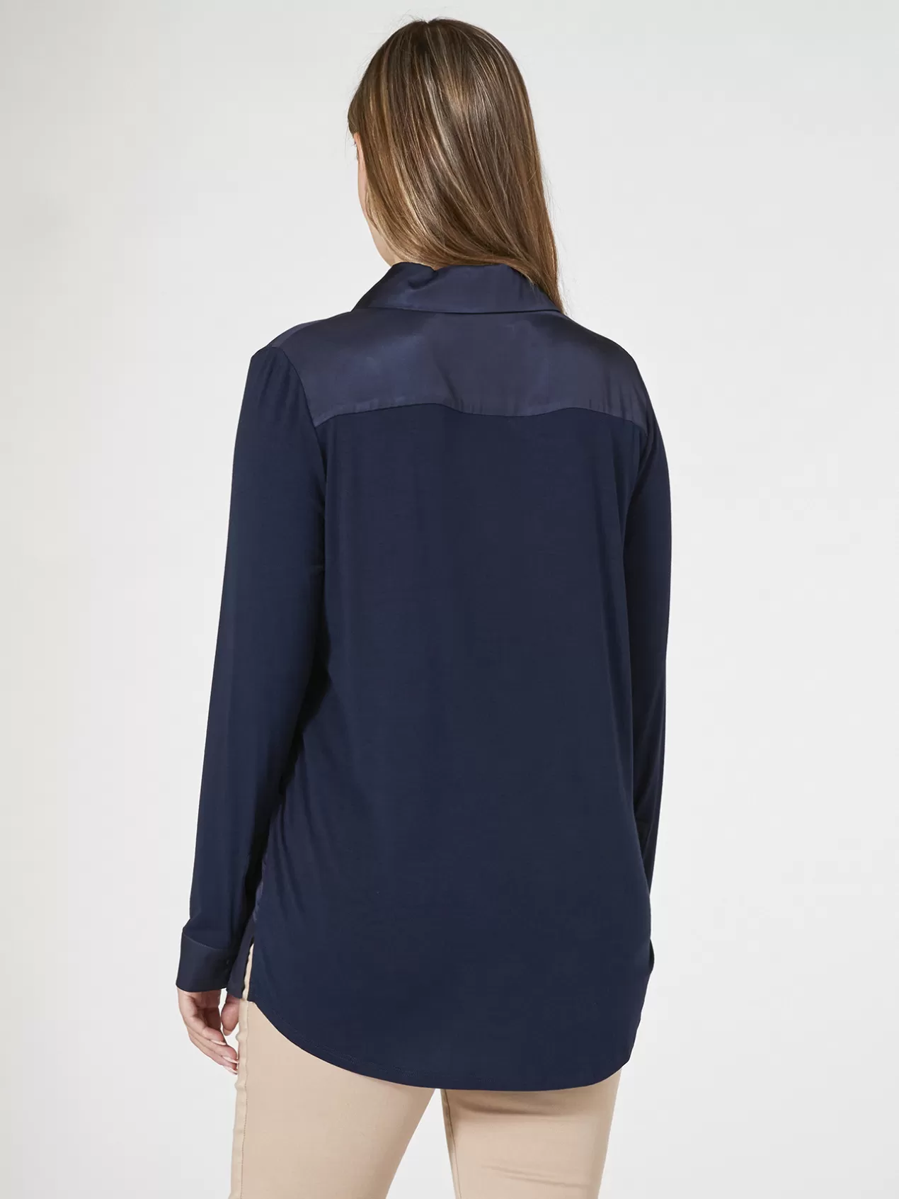 Shop Elena Mirò T-Shirt Polo Bi-Matiere Bleu