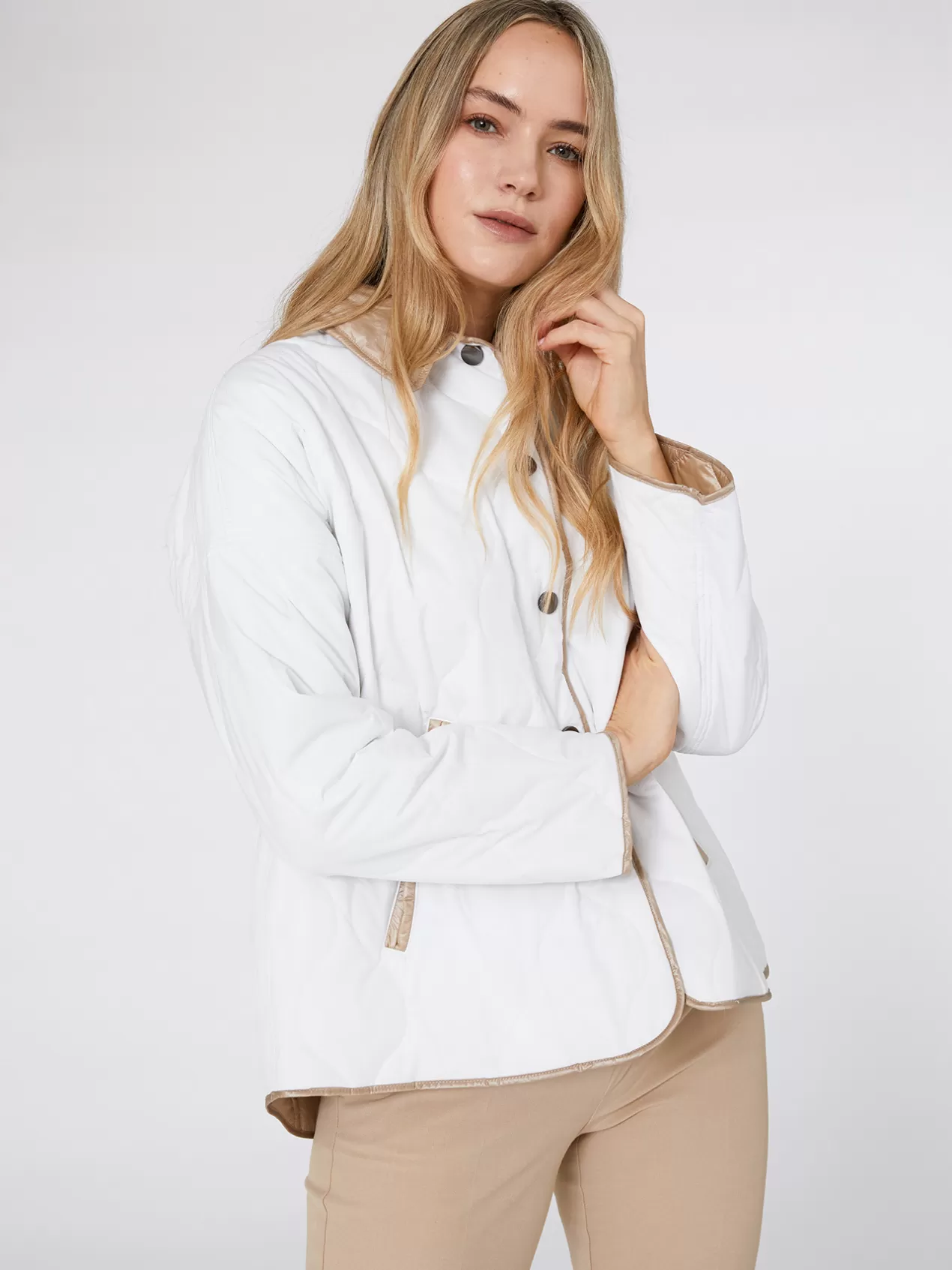 Sale Elena Mirò Veste Bicolore Matelassee En Nylon Recycle Blanc