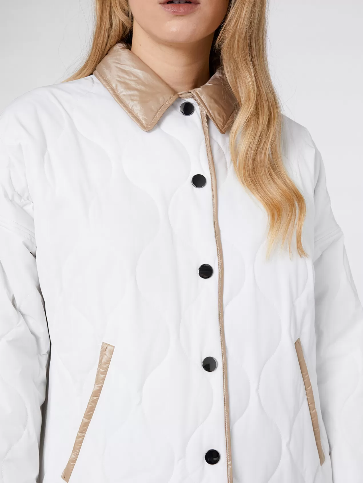 Sale Elena Mirò Veste Bicolore Matelassee En Nylon Recycle Blanc