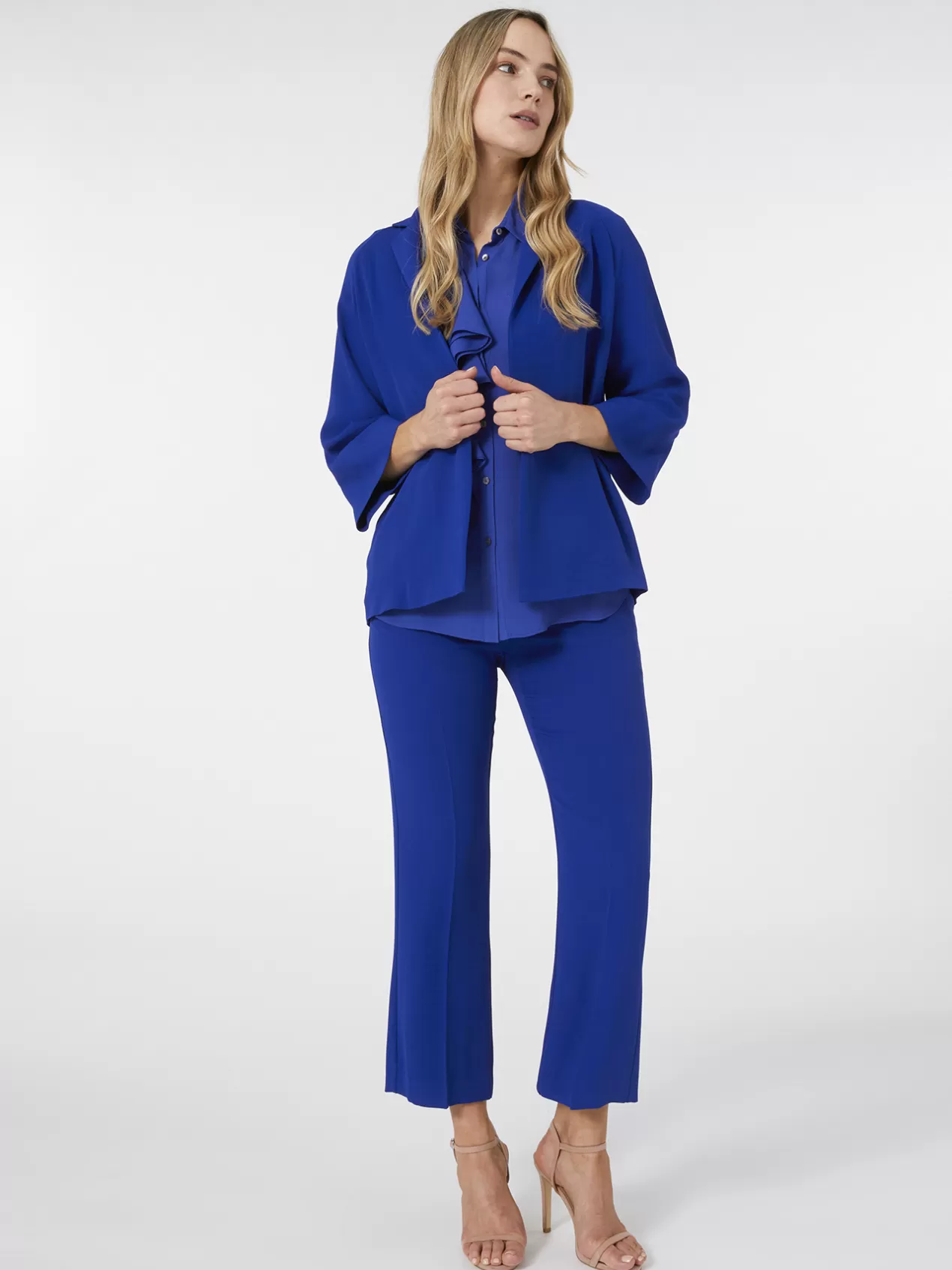 Discount Elena Mirò Veste En Cady Envers Satin Bleuet