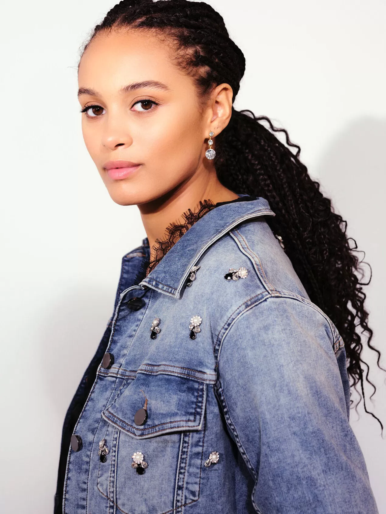 Hot Elena Mirò Veste En Jean Brodee Light - Blue