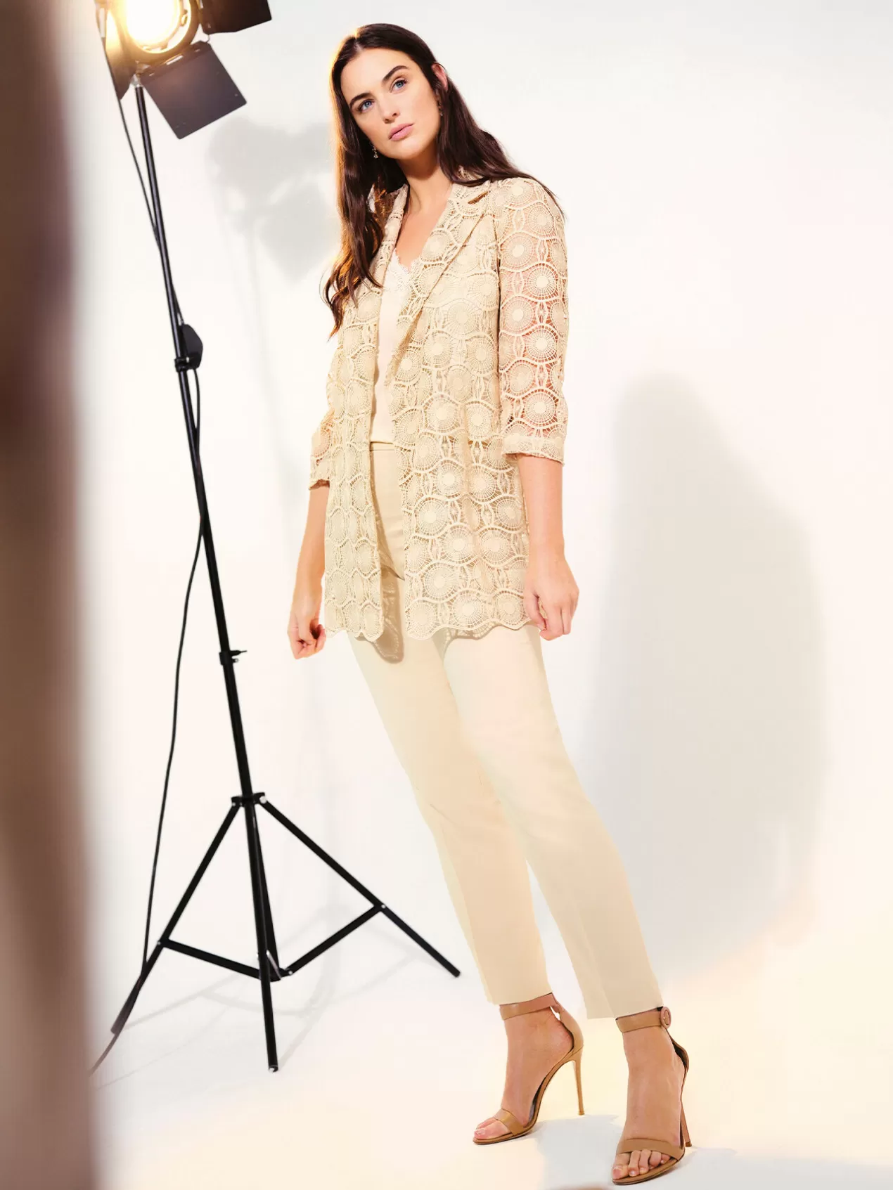 Online Elena Mirò Veste En Macrame Beige