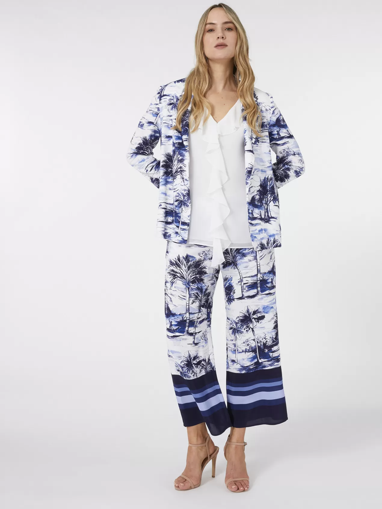 New Elena Mirò Veste Fluide Imprimee Bleu