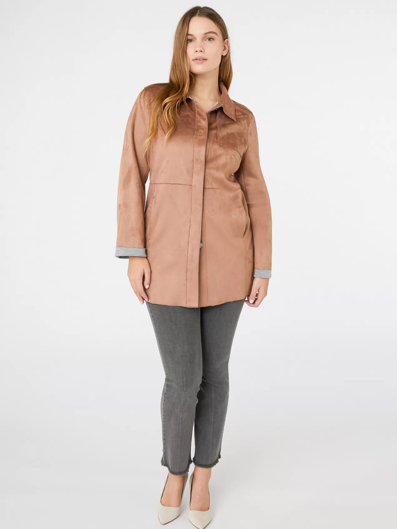 Best Sale Elena Mirò Veste Longue Imitation Cuir Suede Marron