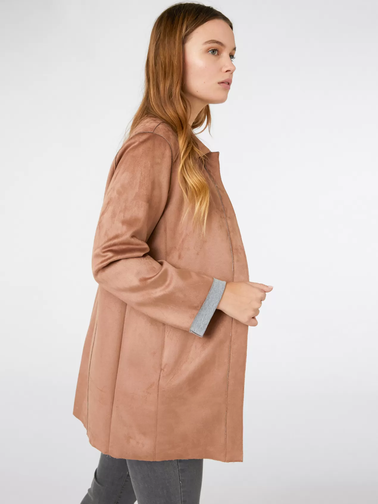 Best Sale Elena Mirò Veste Longue Imitation Cuir Suede Marron