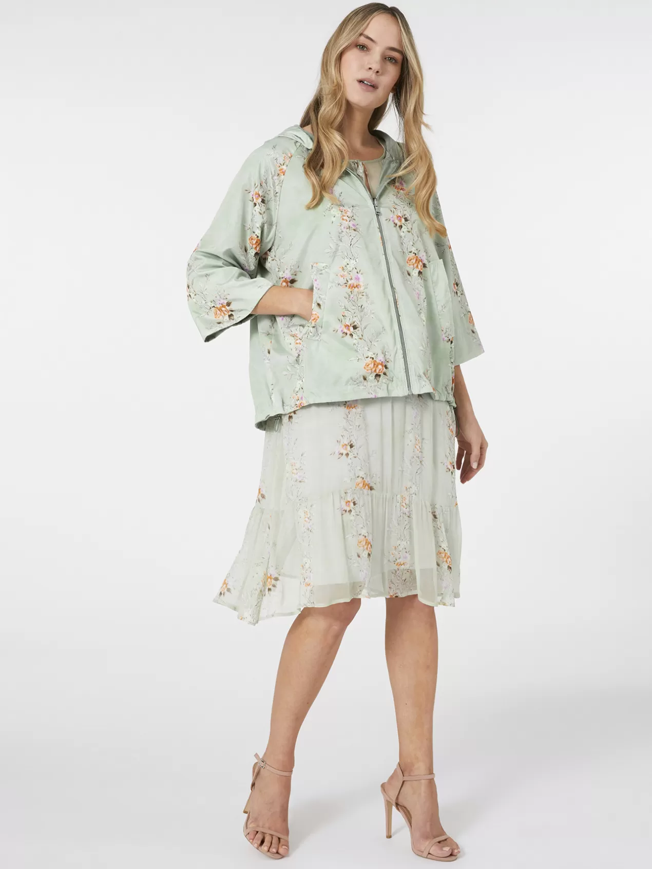 Outlet Elena Mirò Veste Reversible En Nylon Green Water